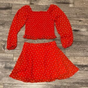 Art Class Red Polka Dot skirt set
